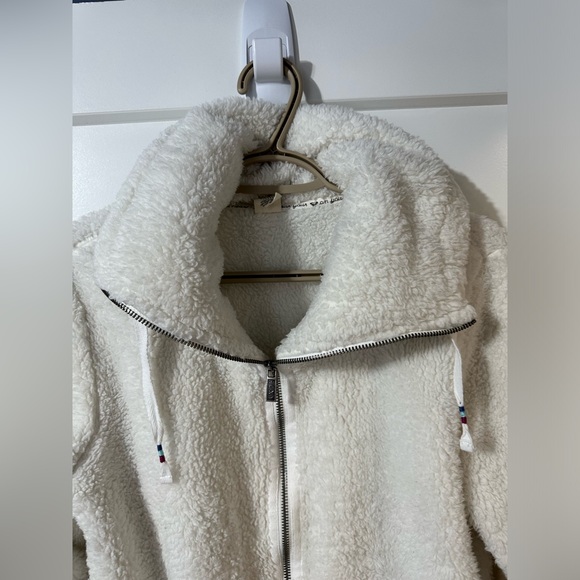 Roxy Sherpa cozy zip up cream sweater jacket size large - Picture 3 of 13